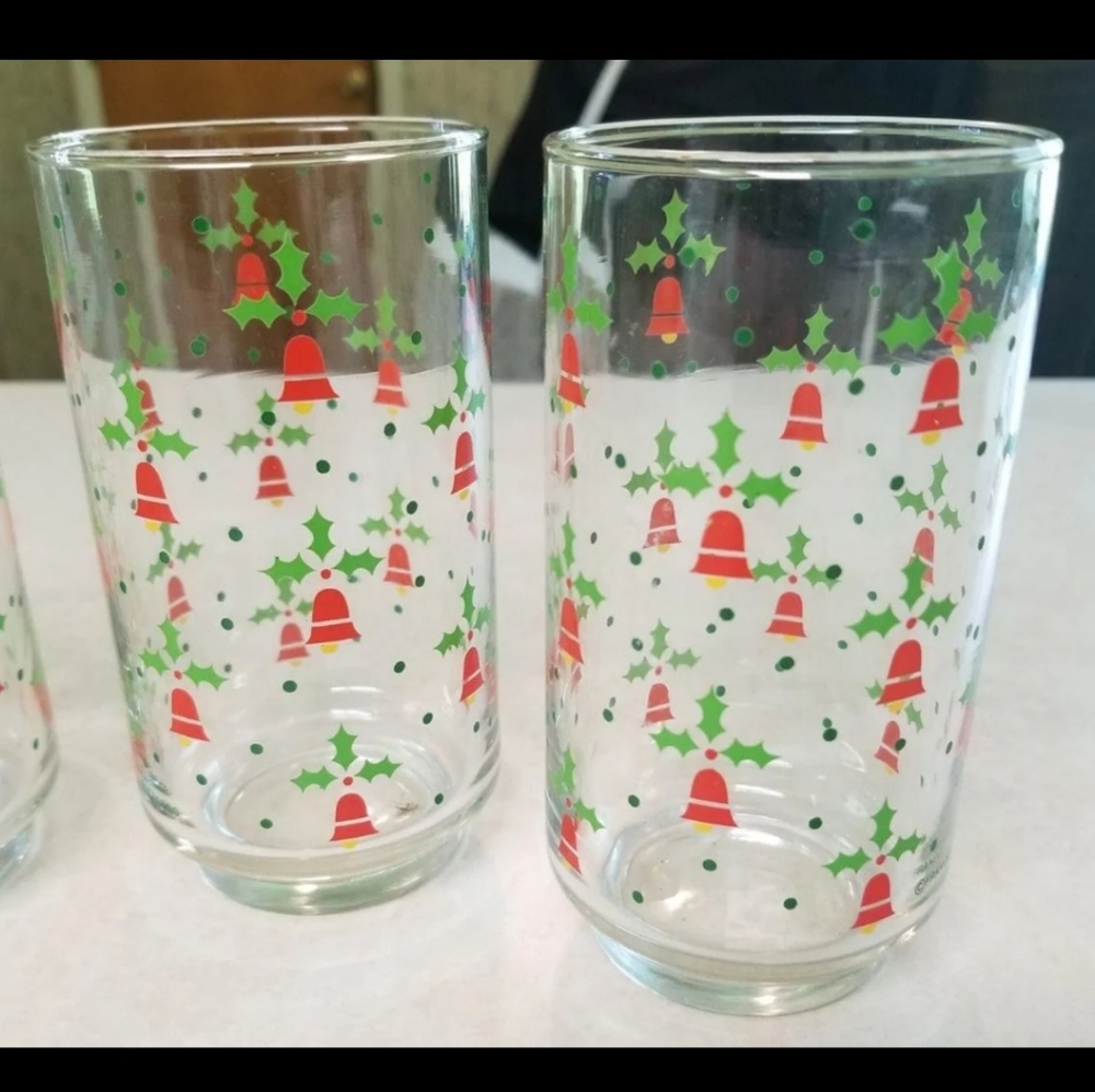 Vtg 70's Set 6 Franco Christmas Bell 12oz Tumblers Excellent Preowned Condition - Picture 2 of 11